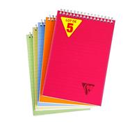 Clairefontaine 328636C Collection Linicolor Fresh Lot de 5 Blocs à Spirale en-Tête - A4 21x29,7 cm - 160 Pages Détachables Lignées - Papier Blanc 90 g - Couverture Polypro - Couleurs Aléatoires