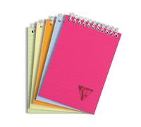 Clairefontaine 328656C Collection Linicolor Fresh Un Bloc à Spirale - A6 10,5x14,8 cm - 160 Pages Détachables Lignées - Papier Blanc 90 g - Couverture Polypro Transparent - Couleur Aléatoire