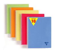 Clairefontaine 328725C Collection Linicolor Fresh Lot de 10 Cahiers à Spirale - 17x22 cm - 100 Pages Petits Carreaux - Papier Blanc 90 g - Couverture Polypro Transparent - Couleurs Aléatoires