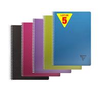 Clairefontaine 329116C Collection Linicolor Intensive Lot de 5 Cahiers à Spirale - A4 21x29,7 cm - 180 Pages Grands Carreaux - Papier Blanc 90 g - Couverture Polypro - Couleurs Aléatoires Intensive