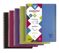 Lot de 5 Cahier Linicolor Intensive Evolutiv'book A4+, 240p./120 feuilles détachables 90 g/m² reliure intégrale, couv. polypro assortis, ligné 8mm
