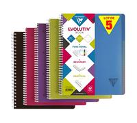 Clairefontaine 329156C Linicolor Lot de 5 Cahiers Evolutiv'Book - A4+ 22,5x29,7 - 240 Pages Détachables Lignées avec Marge - Papier Blanc 90g - Couverture Polypro Transparent - Couleurs Aléatoires
