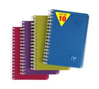 Clairefontaine 329225C Collection Linicolor Intensive Lot de 10 Répertoires à Spirale - 9x14 cm - 100 Pages Petits Carreaux - Papier Blanc 90 g - Couverture Polypro - Couleurs Aléatoires intensive