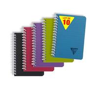 Clairefontaine 329535C Collection Linicolor Intensive Un Carnet à Spirale - 11x17 cm - 100 Pages Petits Carreaux - Papier Blanc 90 g - Couverture Polypro Transparent - Couleur Aléatoire