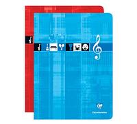 Clairefontaine 3307C Un Cahier Agrafé de Musique et Chants - 24x32 cm - 48 Pages Grands Carreaux et Portées - Papier Blanc 90 g - Couverture Carte Pelliculée - Couleur Aléatoire