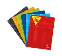 Clairefontaine 3311C Lot de 10 Cahiers Agrafés - 24x32 cm - 48 Pages Grands Carreaux - Papier Blanc 90 g - Couverture Carte Pelliculée - Couleurs Aléatoires