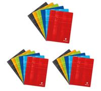Clairefontaine 3312C Un Cahier Agrafé - 24x32 cm - 48 Pages Petits Carreaux - Papier Blanc 90 g - Couverture Carte Pelliculée Couleur Aléatoire (Lot de 3)