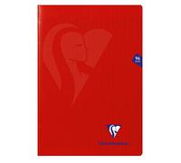Clairefontaine Cahier piqué Mimesys A4 21 x 29,7 cm grands carreaux papier 90 g 96 pages rouge