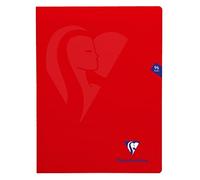 Clairefontaine 333361C Un Lot de 10 Cahiers Agrafés Mimesys Rouges - 24x32 cm - 96 Pages Grands Carreaux - Papier Blanc 90 g - Couverture Polypro