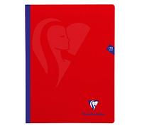 Cahier brochure cousue Mimesys 24x32cm 192 pages grands carreaux couverture polypropylène - Rouge