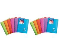 Clairefontaine 341601C Un Carnet à Spirale Koverbook - 11x17 cm - 100 Pages Petits Carreaux - Papier Blanc 90 g - Couverture Enveloppante Polypro - Couleur Aléatoire (Lot de 2)