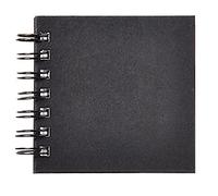 Clairefontaine 34237C Carnet Spiralé Goldline - 64 Feuilles Papier Dessin Blanc - 10x10 cm 140g - Format Carré - Couverture Rigide Noire Imitation Toile