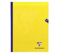 Cahier brochure cousue Mimesys 24x32cm 192 pages grands carreaux couverture polypropylène - Jaune