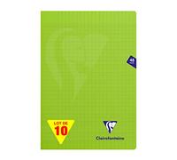 Clairefontaine 353101C Lot 10 Cahiers A4 21x29,7 48p Grands Carreaux
