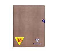 Clairefontaine 363361C Un Lot de 10 Cahiers Agrafés Mimesys Gris - 24x32 cm - 96 Pages Grands Carreaux - Papier Blanc 90 g - Couverture Polypro