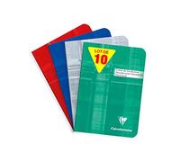 Clairefontaine 3647Cpack Lot de 10 Carnets de Vocabulaire Agrafés - A6 10,5x14,8 cm - 64 Pages Lignées avec Marge Rouge Centrale - Papier Blanc 90 g - Couverture Carte Pelliculée - Couleurs Aléatoires