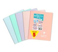 Clairefontaine 366681C Lot de 5 Cahiers à Spirale Koverbook Blush - A5 14,8x21 cm - 160 Pages Petits Carreaux - Papier Blanc 90 g - Couverture Enveloppante Polypro Opaque - Couleurs Aléatoires