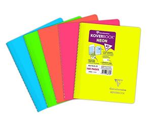 Clairefontaine 366723C Un Carnet à Spirale Koverbook Neon - A5 14,8x21 cm - 160 Pages Lignées - Papier Blanc 90 g - Couverture Polypro Opaque - Couleur Aléatoire