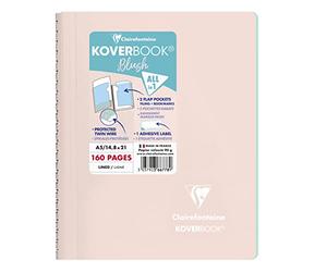 Clairefontaine 366778C Un Cahier à Spirale Koverbook Blush Rose poudré - A5 14,8x21 cm - 160 Pages Lignées - Papier Blanc 90 g - Couverture Polypro Enveloppante