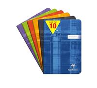 Clairefontaine 36889Cpack - Paquet de 10 cahiers de vocabulaire DIN A5, 14,8 x 21 cm, ligné 2 marges centrales, 90g, 64 pages, couleurs assorties, 1 paquet