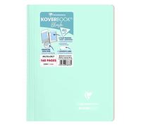 Cahier reliure intégrale enveloppante Koverbook A4 160 pages ligné + marge couverture polypropylène transparent - Menthe à l'eau/Rose poudré