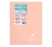 Cahier reliure intégrale enveloppante Koverbook A4 160 pages ligné + marge couverture polypropylène transparent - Corail/Bleu givré