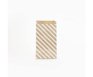 Clairefontaine 394109C - Un Sachet De 50 Pochettes Kraft - 12x24+4,5cm - Motif : Rayures Blanches - Idéal Pour : Confiseries, Bonbons, Livre De Poche, Emballage Cadeaux, Pochette cadeau Kraft