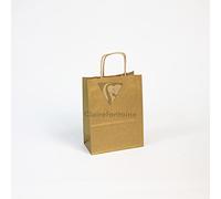 Clairefontaine 395605C - Un Paquet De 25 Sacs Cadeaux Kraft - 16x8x21cm - 100g - Couleur : Or - Poignées Torsadées - Idéal Pour : Emballage Cadeaux, Secteur Alimentaire, Sac Kraft Basique