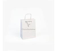 Clairefontaine Sac en papier kraft blanc 16x21x8 cm Poignées torsadées Lot de 25 100 g