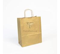 Clairefontaine Sac cadeau kraft 395705C – paquet de 25 22x10x27 cm Or 100 g, poignées torsadées