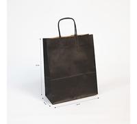 Clairefontaine Sacs kraft vergé Paquet 25 22x10x27 cm Noir 100 g Poignées torsadées