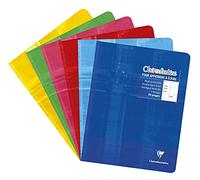 Clairefontaine Cahier piqué 17x22 cm 32 pages double ligne 2 mm interligne verticale marge Assortis