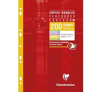 Copies doubles de couleur sous étui A4 200 pages perforées grands carreaux papier Couleur aléatoire 60 pages bleues, 60 pages roses, 40 pages vertes, 40 pages jaunes - Assortis