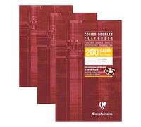 Clairefontaine 47122C Un Étui de Copies Doubles Perforées - A4 21x29,7 cm - 200 Pages Petits Carreaux avec Marge - Papier Blanc 90 g - Étui Réutilisable (Lot de 3)