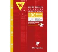 Clairefontaine 4729Cpack Un lot de 10 Etuis de Copies Doubles Perforées Déficients Visuels - A4 21x29,7 cm - 96 Pages Grands Carreaux Noirs 2,5 mm Agrandi 10/10 90 g
