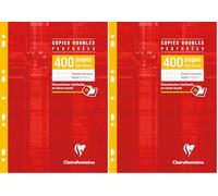 Clairefontaine 4791C Un Étui de Copies Doubles Perforées - A4 21x29,7 cm - 400 Pages Grands Carreaux - Papier Blanc 90 g - Étui Réutilisable (Lot de 2)
