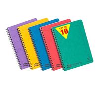 Clairefontaine 4849Zpack - Lot de 10 Cahiers à Spirale Notemakers Europa - A5 14,8x21 cm - 120 Pages Détachables Petits Carreaux - Papier Blanc 90 g - Couvertures Carte Lustrée - Couleurs Aléatoires