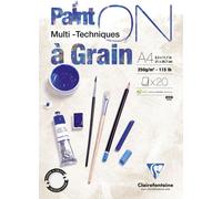 Clairefontaine 4x PaintON à grain/grain, bloc A4, 20 feuilles blanc 975049C