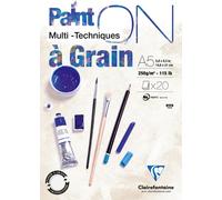 Clairefontaine 4x PaintON à grain/grain, Bloc A5, 20 feuilles blanc 975048C