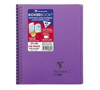 Cahier reliure intégrale enveloppante Koverbook 17x22cm 160 pages ligné + marge couverture polypropylène transparent - Violet