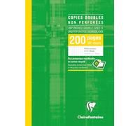 Clairefontaine 57222C Un Étui de Copies Doubles non Perforées - A4 21x29,7 cm - 200 Pages Petits Carreaux avec Marge - Papier Blanc 90 g - Étui Réutilisable
