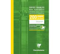 Clairefontaine 5722C Un Étui de Copies Doubles non Perforées - A4 21x29,7 cm - 200 Pages Petits Carreaux - Papier Blanc 90 g - Étui Réutilisable
