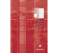 Bloc de cours encollé grand côté A4 200 pages détachables perforées 2 trous quadrillé 4x8 - Rouge coquelicot