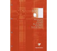 Clairefontaine 5813C Un Bloc de Cours Encollé Perforé Tangerine - A4 21x29,7 cm - 200 Pages Quadrillé 4/8 avec Marge - Papier Blanc 90 g - Couverture Carte Pelliculée