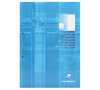 Clairefontaine 5815C Un Bloc de Cours Encollé Perforé Bleu Ciel - A4 21x29,7 cm - 200 Pages Petits Carreaux avec Marge - Papier Blanc 90 g - Couverture Carte Pelliculée