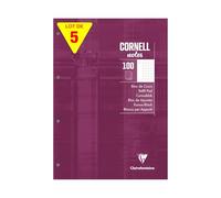 Bloc de cours CORNELL encollé grand côté A4 200 pages perforées 4 trous Cornell petits carreaux - Prune