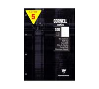 Clairefontaine 58198Cpack - Lot 5 Blocs CORNELL Noir A4 200p Ligné Encollé
