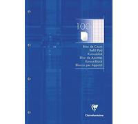 Clairefontaine Bloc de cours encollé 5819C A4 21x29,7 cm 200 pages grands carreaux 90 g Bleu Klein