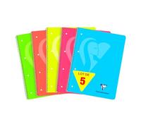 Clairefontaine 598723C - Lot 5 Cahiers Spirale Mimesys A4+ 240p PC 4T Fluo