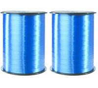 Clairefontaine 601713C - Une bobine de Ruban Bolduc Lisse - 500mx0,7 cm - Bleu France - Ruban décoratif cadeau, DIY, Emballage Cadeau (Lot de 2)